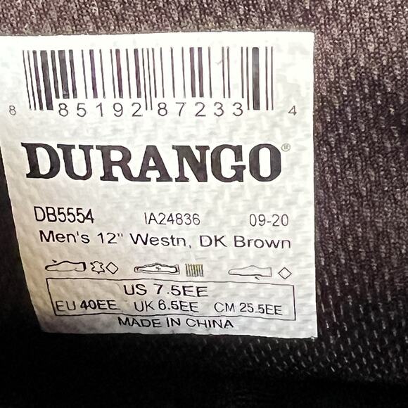 Durango Rebel Boots Mens Sz 7.5 EE Brown American Flag Cowboy Square Toe Mid 12" - Picture 8 of 9